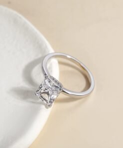 EAMTI 3CT 925 Sterling Silver Engagement Rings Radiant Cut Solitaire Cubic Zirconia CZ Wedding Promise Rings for Her Wedding Bands for Women Size 3-11