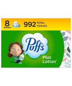 Puffs Plus Lotion Facial Tissues, 8 Family Boxes, 124 Facial Tissues per Box