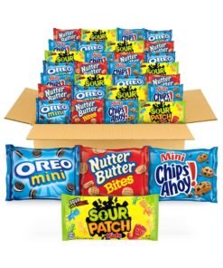 OREO Mini Cookies, CHIPS AHOY Mini Cookies, SOUR PATCH KIDS Candy & Nutter Butter Bites Cookies & Candy Variety Pack, 32 Snack Packs