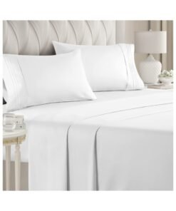 Queen Size Sheet Set – Breathable & Cooling – Hotel Luxury Bed Sheets – Extra Soft – Deep Pockets – Easy Fit – 4 Piece Set – Wrinkle Free – Comfy – White – 4 PC