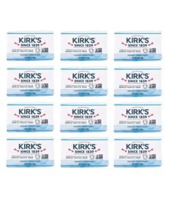 Kirk's Castile Bar Soap Clean Soap for Men, Women & Children| Premium Coconut Oil | Sensitive Skin Formula, Vegan | Original Fresh Scent | 4 oz. Bars – 12 Pack