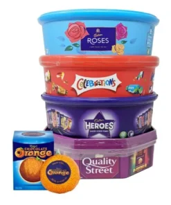 Christmas Chocolate Gift Set – 5 Tubs + Terry’s Orange – Bulk Buy of Roses, Heroes, Quality Street & More