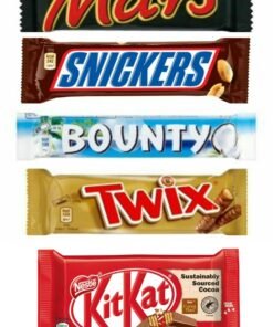 Ultimate Chocolate Multi Box – 24 Bars + 1 Bonus Treat! A delightful mix of Mars, Snickers, Twix, Bounty, and Kitkat, perfect for sharing or gifting!