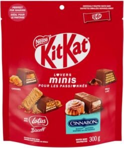 KITKAT Lovers Minis, Variety Pack, Caramel, Lotus Biscoff, Cinnabon, Milk, Crispy Wafer Bars, Perfect for Holidays and Sharing, Individually Wrapped, 300g Resealable Pouch