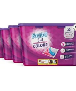 Colour Laundry Capsules 3-in-1, Fresh Scent, concentrated, 80 Count (4 Packs of 20)
