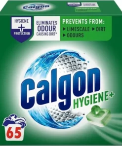 Calgon Hygiene Plus Washing Machine Cleaner & Limescale Remover, Water Softener Tablets, Unscented , 65 Tablets, Pack of 1