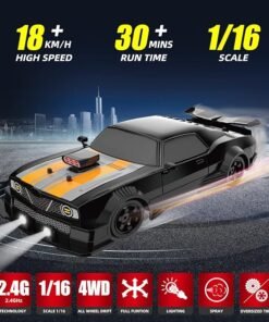 [Today Only Free Shipping]RC Drift Car 2.4GHz 1:16 Scale 4WD High Speed Remote Control Cars Vehicle with LED Lights Two Batteries and Drifting Tires Racing Sport Toy Cars for Adults Boys Girls Kids