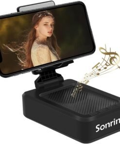 Cell Phone Stand with Wireless Bluetooth Speaker Compatible for Any Smartphones,Anti-Slip Design Phone Holder with HD Surround Sound Bluetooth Speaker for Home,Office,Outdoor