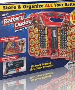 While Stocks Last：Ontel Battery Daddy - Battery Organizer Storage Case with Tester, Stores & Protects Up to 180 Batteries, Clear Locking Lid, As Seen On TV