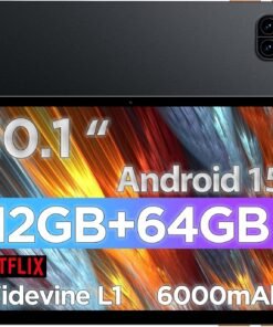 Anniversary Celebration while stocks last：Android Tablet, 10.1 inch Android 15 Tablet, Octa-core, 2 Years Protection, RAM 12GB, ROM 64GB(Up to 2 TB), 800x1280 Resolution, WiFi 6 & Bluetooth, Dual Speakers, 5MP+8MP, 6000mAh, Black